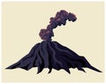 Smoking volcano with black clouds of smoke Royalty Free Stock Photo