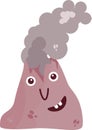 Smoking volcano with a smile, funny picture