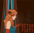 Smoking woman in retro style on Chicago party poster Royalty Free Stock Photo