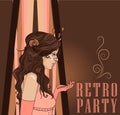 Smoking woman in retro style on Chicago party poster Royalty Free Stock Photo