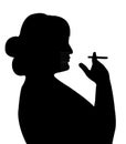 Smoking woman silhouette vector