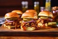 smoky bbq pulled pork sliders with pickles and onions