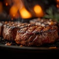 Smoky BBQ, veal steak, grilled meat, barbecue delight, sizzling flavor