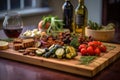 smoky cedar plank with sizzling grilled veggies