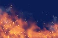 Smoky fire. Sparks of fiery heat, red hot coals, metal ignite smog isolated on black background, magic spooky vapor Royalty Free Stock Photo