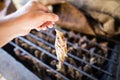 Smoky fish in smokehouse