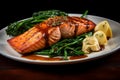 Smoky Grilled salmon food nature. Generate Ai