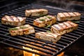 smoky grilled tofu steaks on an outdoor barbecue