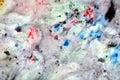 Smoky mix blue green pink red white gray abstract wet paint background. Painting spots. Royalty Free Stock Photo