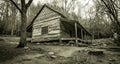 Smoky Mountain Cabin In Black And White Royalty Free Stock Photo