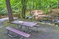 Smoky Mountain Picnic Table in Early Morning Light Royalty Free Stock Photo