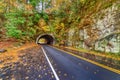 Smoky Mountain Tunnel On Autumn Morning Royalty Free Stock Photo