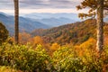 Smoky Mountains National Park, Tennessee autumn landscape at Newfound Gap Royalty Free Stock Photo