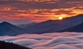 Smoky mountains sunset sky Royalty Free Stock Photo