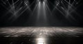 Smoky stage, empty dance floor perfect for displaying products. Generative Ai