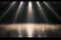 Smoky stage, empty dance floor perfect for displaying products. Generative Ai