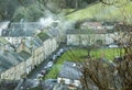 Smoky village sceneby the River Swale at Richmond Royalty Free Stock Photo