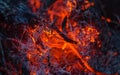 Smoldering ashes in the fire Royalty Free Stock Photo