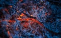 Smoldering ashes in the fire Royalty Free Stock Photo