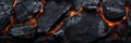 Smoldering Barbecue Charcoal Texture Background, Hot Fire Charcoal Banner, Burn Wood Grill Flame Royalty Free Stock Photo