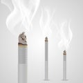 Smoldering cigarette with a smoke. Vector