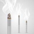 Smoldering cigarette with a smoke. Vector Royalty Free Stock Photo