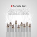 Smoldering cigarette with a smoke. Vector