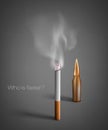 Smoldering cigarette with a smoke Royalty Free Stock Photo