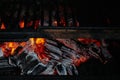 Smoldering coals in the grill. textural background Royalty Free Stock Photo