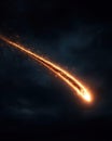 Smoldering Ember Transforming into a Blazing Comet in Midnight Sky Royalty Free Stock Photo