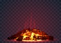 Smoldering fire at night Royalty Free Stock Photo