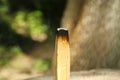 Smoldering palo santo stick outdoors, closeup view Royalty Free Stock Photo