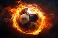 Smoldering Soccer ball flames. Generate Ai Royalty Free Stock Photo