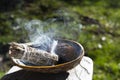 Smoldering White Sage Smudge Stick Close Up Royalty Free Stock Photo