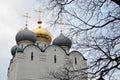 Novodevichy convent in Moscow. Smolensk icon cathedral Royalty Free Stock Photo