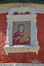 The Smolensk icon of the Mother of God on the building of church of Bogoyavlensky convent. Uglich, Yaroslavl region