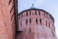 Smolensk January 2015 Russia. Large brick tower round part of the protective wall