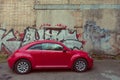 New beautiful red Volkswagen Beetle Juke parked in the street. Royalty Free Stock Photo