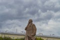 Smolensk, Russia â 09.17.2022: Monument to Lenin close-up against a cloudy sky