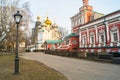 Smolensky Cathedral and fragment of Assumption church in Novodevichy Convent, Moscow. Royalty Free Stock Photo