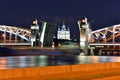 Smolniy cathedral and movable bridge in St-Petersburg Royalty Free Stock Photo