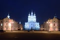 Smolniy Cathedral at night, Saint Petersburg Royalty Free Stock Photo