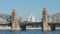 Smolny cathedral and Peter the Great Bridge in the summer - St Petersburg, Russia Royalty Free Stock Photo