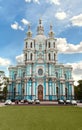 Smolny cathedral, in Saint Petersburg, Russia Royalty Free Stock Photo