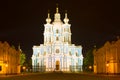 Smolny Cathedral in the September night. Saint Petersburg, Russia Royalty Free Stock Photo