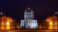 Smolny of the resurrection of Christ Cathedral in St. Petersburg during whinter nights, Russia Royalty Free Stock Photo