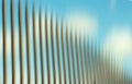 Smooth abstract illustration background. Fence vertical line gradation and the blue sky clouds in the backgrounds. Digital design