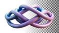 Abstract tangled loop shape, purple blue smooth knot design element png transparent image Generative AI