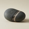 Smooth black stone with an oval shape, featuring a prominent horizontal gray band Royalty Free Stock Photo