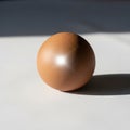 A smooth brown chicken egg is placed on a flat white surface Royalty Free Stock Photo